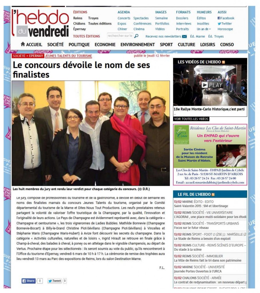 L'HEBDO DU VENDREDI DU 12 FEV 2015