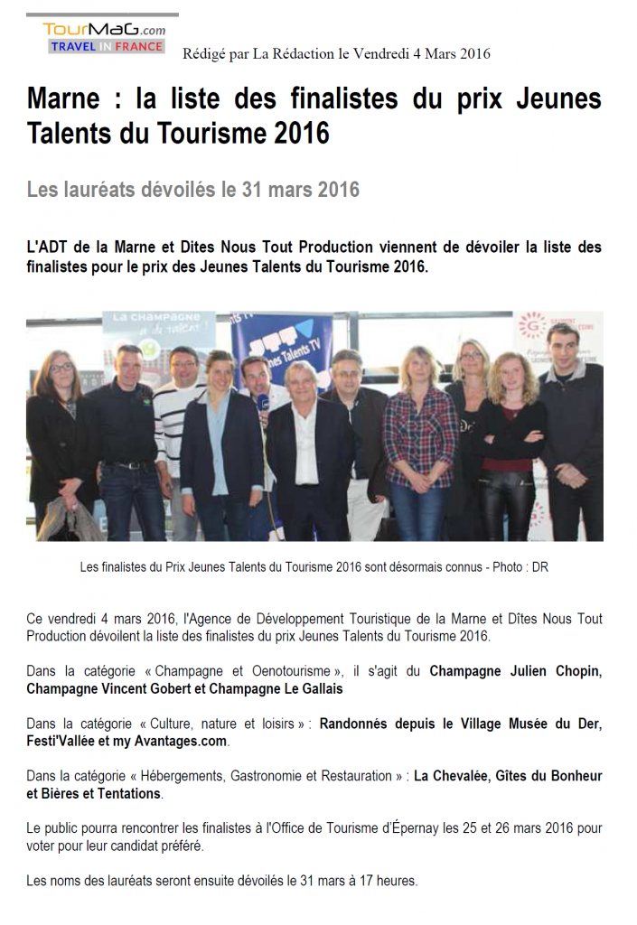 TOUR MAG.com du 4 Mars 2016